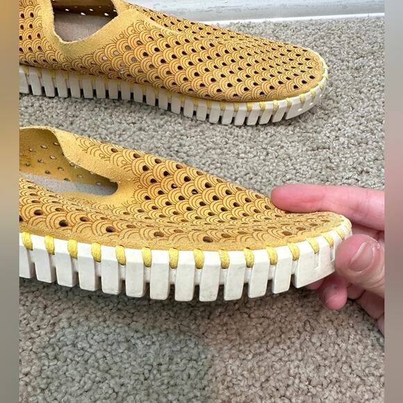 ILSE JACOBSEN | Yellow Perforated Leather Flats Shoes | Size 41 (US 10–10.5) - Picture 6 of 9